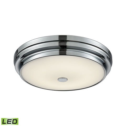 Garvey Round LED Flushmount In Chrome And Opal Glass - Small