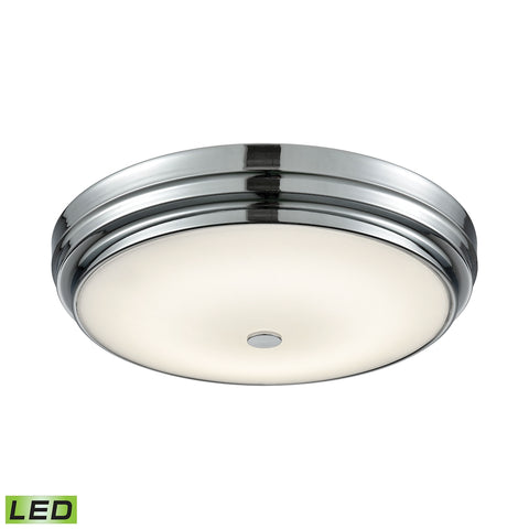 Garvey Round LED Flushmount In Chrome And Opal Glass - Large