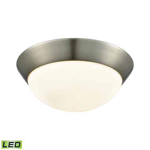 Contours 1 Light LED Flushmount In Satin Nickel And Opal Glass - Medium